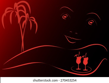 Tropical theme abstract vector illustration