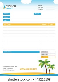 Tropical Theme Blank Invoice