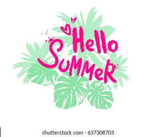 Tropical theme, vector background illustration, trend design print