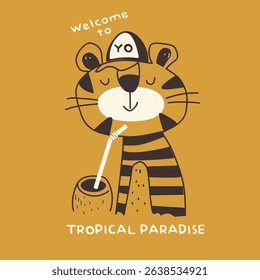 Tropical Tiger Baby Boy Clipart – Jungle Safari Theme