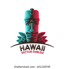 Tropical Tiki Mask. Logo, Label. Vector