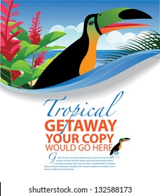 Tropical Toucan Background. EPS 8 vector, grouped for easy editing/ No open shapes or paths.