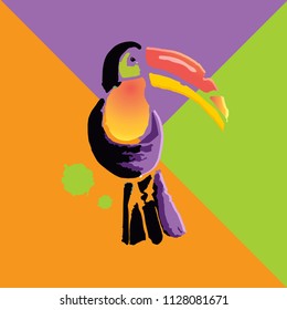 Tropical Toucan bird. Wild exotic animal. Vector illustration. 