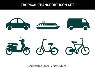 Tropical transport Icon Set vector art illustration on a white background.
