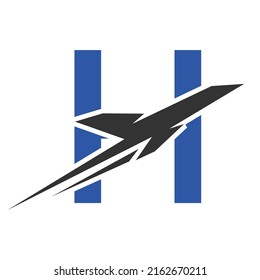 Tropical Travel Logo On Letter H Concept. Modern H Initial Travel logo Design Template