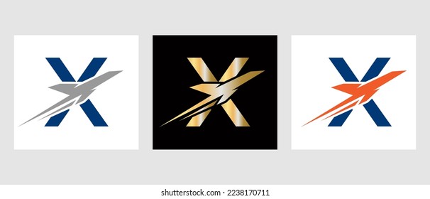 Tropical Travel Logo On Letter X Concept. Initial Letter X Travel Logo Design Template