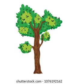 tropical tree with branches leaves design