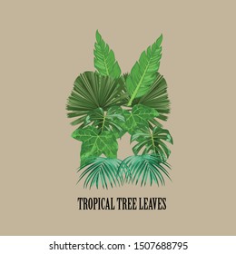 Tropical tree leaves vector art