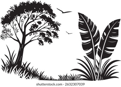 Tropical Tree and Nature Silhouette Vector Design