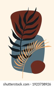Tropical tree plant leaves pattern background. Minimalist boho style leaf icon 