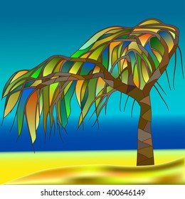 Tropical tree, stained-glass window