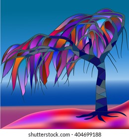 Tropical tree, stained-glass window