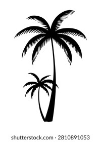 Tropical trees peaceful. Relaxed vacation atmosphere with vibrant tropical foliage silhouettes. Serene seaside ambiance created by sunlit palms and gentle island breeze feelings