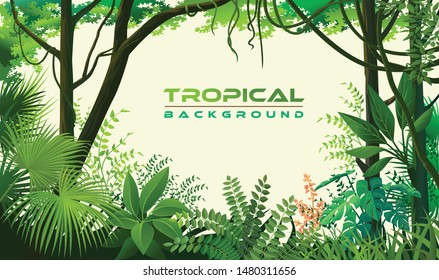 Tropical trees, plants, herbs and shrubs