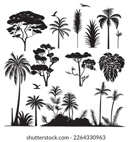 Árboles tropicales y plantas Silhouettes