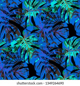 Tropical Trees. Seamless Pattern with Australian Rainforest. Trendy Colorful Texture for Print, Textile, Linen. Vector Tropical Pattern.