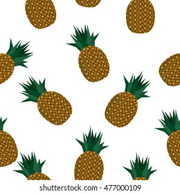 Tropical trendy print with pineapples. Cute summer illustration. Simple white vector background. Seamless pattern.