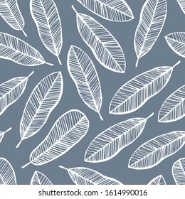 Tropical trendy seamless pattern with exotic leaves.