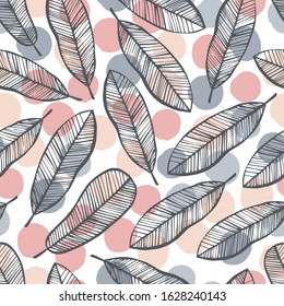 Tropical trendy seamless pattern with exotic leaves.