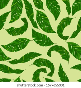 Tropical trendy seamless pattern with exotic palm leaves. Prinnt for fabric, web and paper.