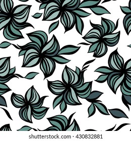 Tropical trendy seamless pattern with exotic flowers