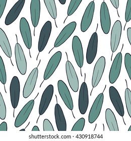 Tropical trendy seamless pattern with exotic leaves. Vector.