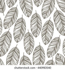 Tropical trendy seamless pattern with exotic leaves