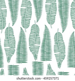Tropical trendy seamless pattern with exotic leaves.