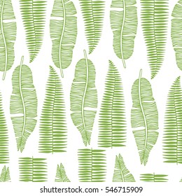 Tropical trendy seamless pattern with exotic leaves.