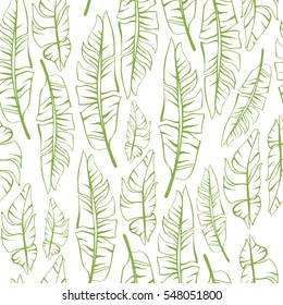 Tropical trendy seamless pattern with exotic leaves