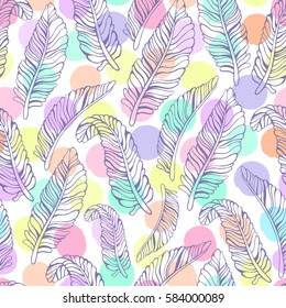 Tropical trendy seamless pattern with exotic palm leaves.