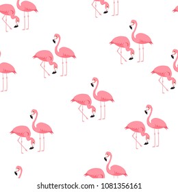 Tropical trendy seamless pattern with flamingos and zebra print. Exotic Hawaii art background. Design for fabric and decor. Summer fashion print. Pink flamingo illustration. Animal skin zebra stripes.