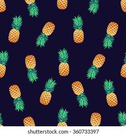 Tropical trendy seamless pattern with pineapples.