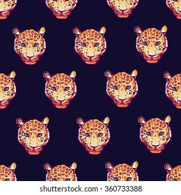 Tropical trendy seamless pattern with wild leopards.