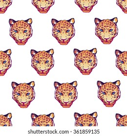 Tropical trendy seamless pattern with wild leopards.