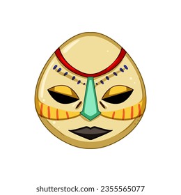 tropical tribal mask cartoon. wooden africa, hawaii aztec, traditional party tropical tribal mask sign. isolated symbol vector illustration