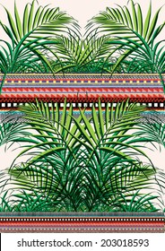 Tropical and tribal print mixed in vector.