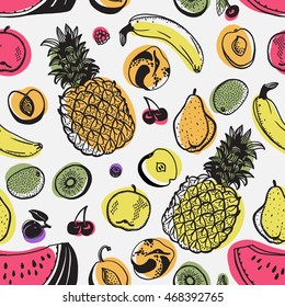 Tropical Tropic Pattern Vector Fruit Seamless Pop Art Print