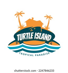 Tropical Turtle Island symbol template, available in vector format. suitable for tour and travel business 