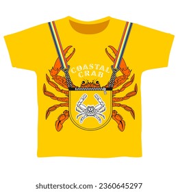 Tropical underwater creature cartoon crab, vector illustration