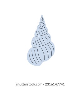Tropical underwater seashell. Hand drawn sea mollusk shellfish element. Vector illustration in scandinavian style.