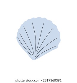 Tropical underwater seashell. Hand drawn sea mollusk shellfish element. Vector illustration in scandinavian style.