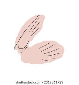 Tropical underwater seashell. Hand drawn sea mollusk shellfish element. Vector illustration in scandinavian style.