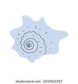 Tropical underwater seashell. Hand drawn sea mollusk shellfish element. Vector illustration in scandinavian style.