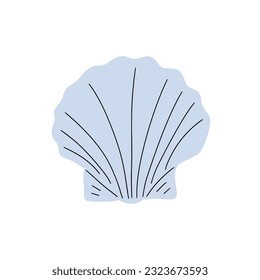 Tropical underwater seashell. Hand drawn sea mollusk shellfish element. Vector illustration in scandinavian style.