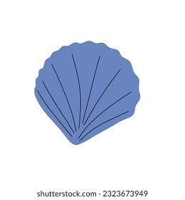 Tropical underwater seashell. Hand drawn sea mollusk shellfish element. Vector illustration in scandinavian style.