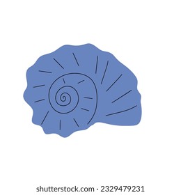 Tropical underwater seashell. Hand drawn sea mollusk shellfish element. Vector illustration in scandinavian style.