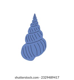 Tropical underwater seashell. Hand drawn sea mollusk shellfish element. Vector illustration in scandinavian style.