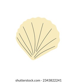 Tropical underwater seashell. Hand drawn sea mollusk shellfish element. Vector illustration in scandinavian style.