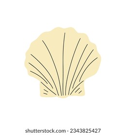 Tropical underwater seashell. Hand drawn sea mollusk shellfish element. Vector illustration in scandinavian style.